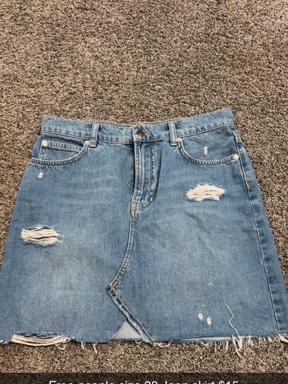 Free People Light Blue Distressed Denim Mini Skirt